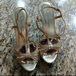 Jessica Simpson Gold strappy heel